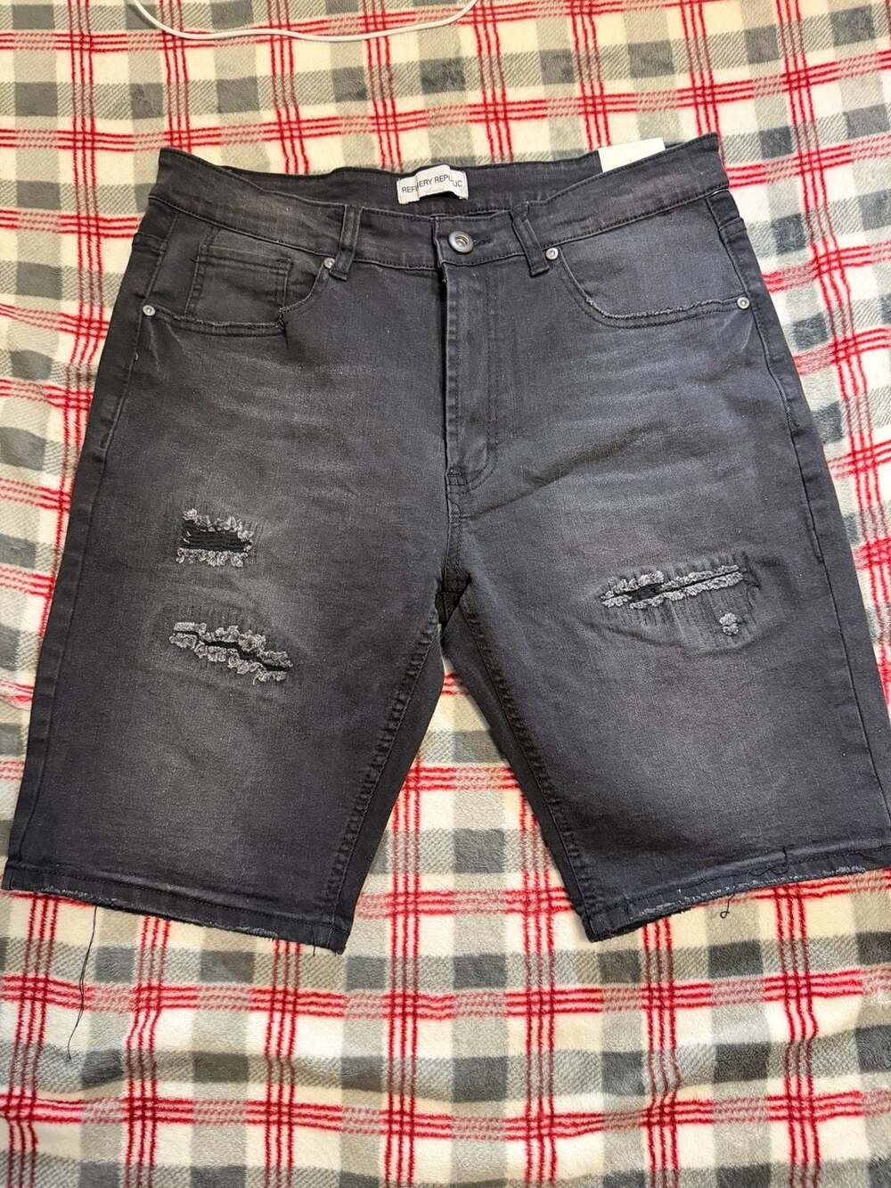 Refinery Republic RR102 Perfect Denim Distressed Black Jean Shorts